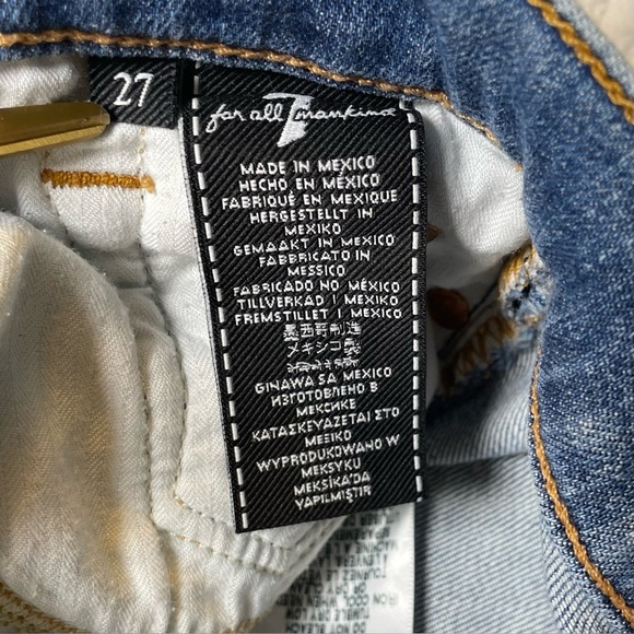 7 For All Mankind High Waist Ankle Skinny Jeans With Destroy Size 27 - Picture 12 of 12